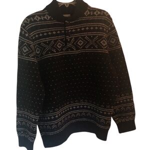 LL Bean Lambswool Sweater Fair Isle Nordic Ragg Knit Pullover